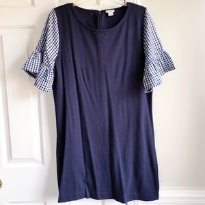 JCrew Gingham Print Bell-Sleeve Dress